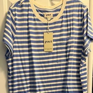Pact Striped Tee in Blue and White